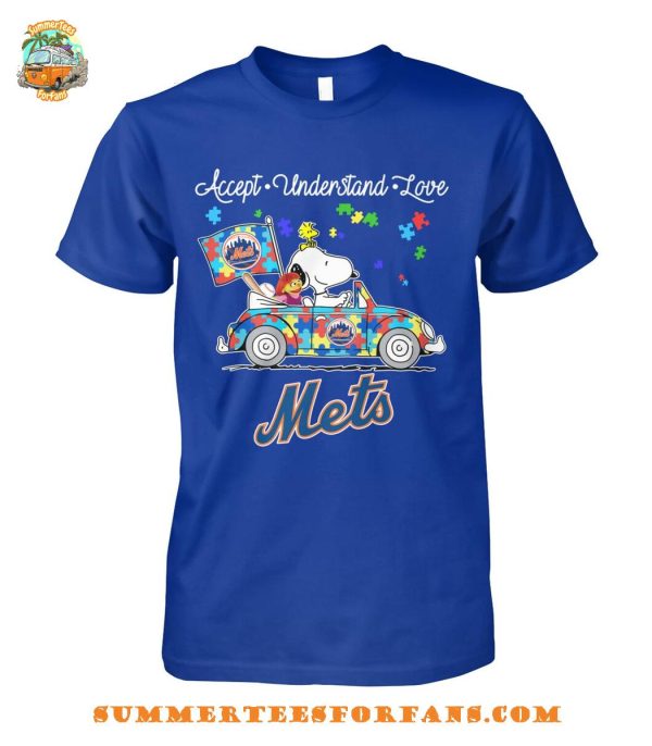 New York Mets Snoopy And Muppets Driving Car Autism Accept Understand Love T-Shirt