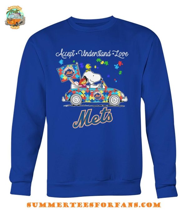 New York Mets Snoopy And Muppets Driving Car Autism Accept Understand Love T-Shirt