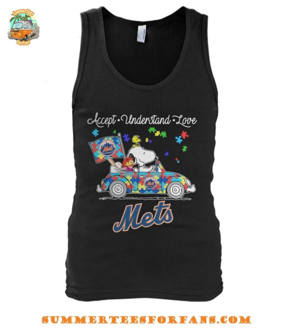 New York Mets Snoopy And Muppets Driving Car Autism Accept Understand Love T-Shirt