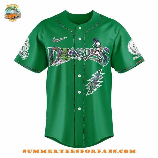 Dayton Dragons Grateful Dead Night Green 2025 Baseball Jersey