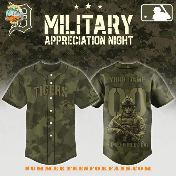 Detroit Tigers MLB Armed Forces Day Night 2025 Baseball Jersey
