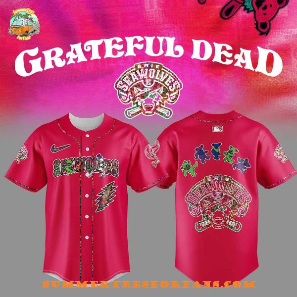 Erie SeaWolves Grateful Dead Night Red 2025 Baseball Jersey