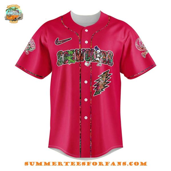 Erie SeaWolves Grateful Dead Night Red 2025 Baseball Jersey