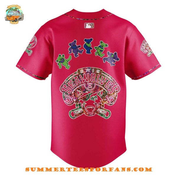 Erie SeaWolves Grateful Dead Night Red 2025 Baseball Jersey