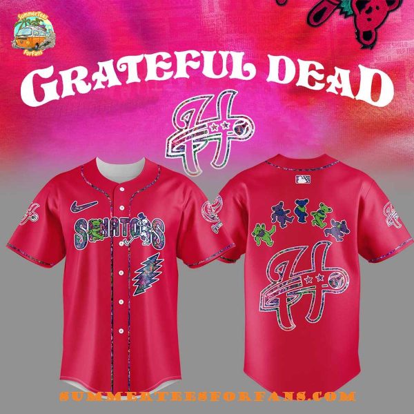 Harrisburg Senators Grateful Dead Night Red 2025 Baseball Jersey