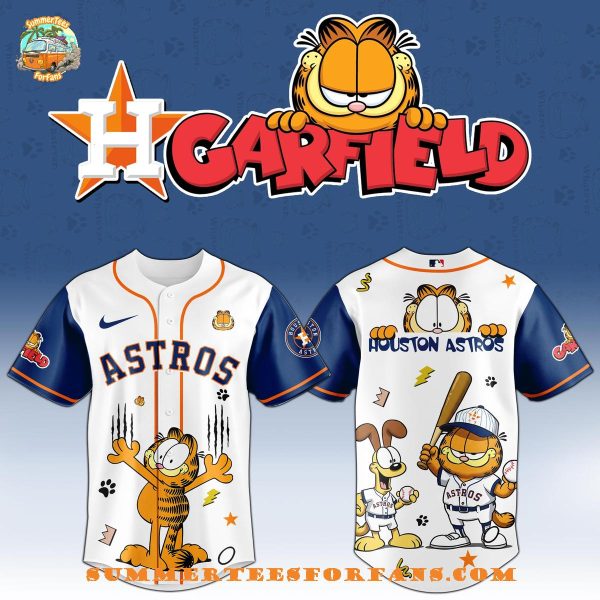 Houston Astros MLB Garfield Cat 2025 Baseball Jersey
