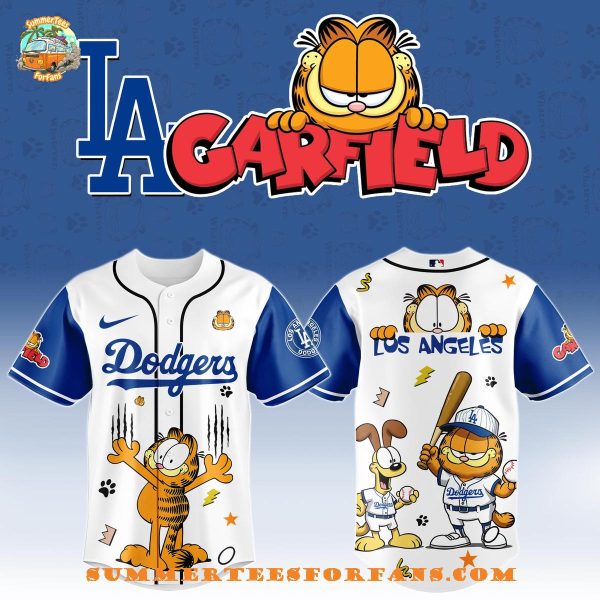 Los Angeles Dodgers MLB Garfield Cat 2025 Baseball Jersey