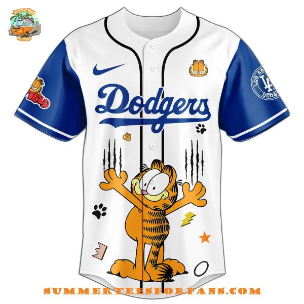 Los Angeles Dodgers MLB Garfield Cat 2025 Baseball Jersey