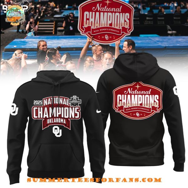 Oklahoma Sooners NCAA Women’s Gymnastics National Champions 2025  Hoodie – Black
