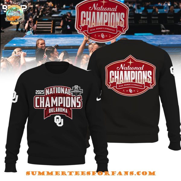 Oklahoma Sooners NCAA Women’s Gymnastics National Champions 2025  Hoodie – Black