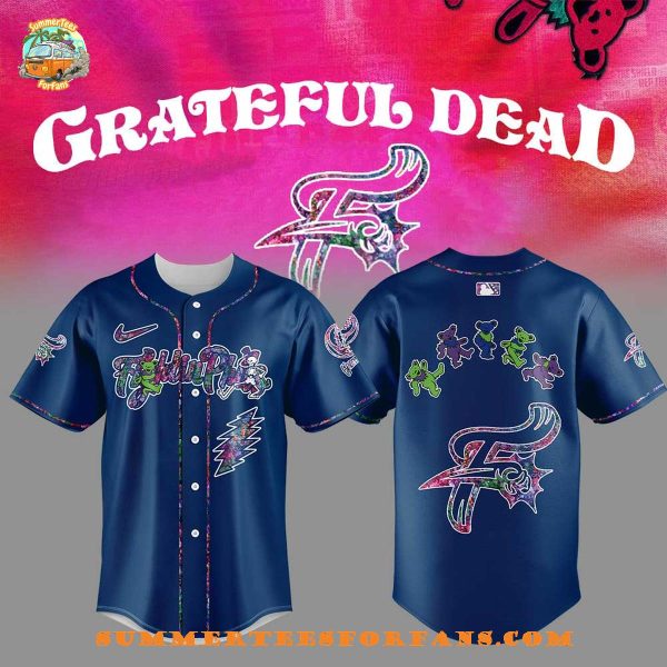 Reading Fightin Phils Grateful Dead Night Blue 2025 Baseball Jersey