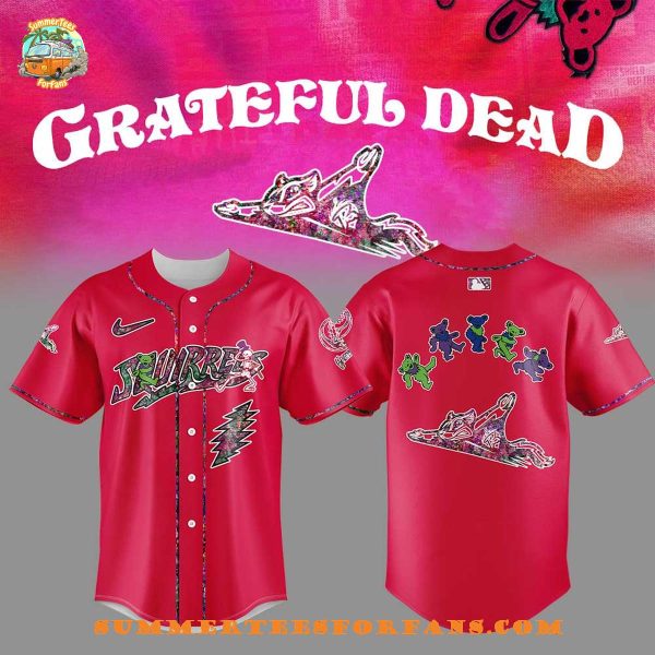 Richmond Flying Squirrels Grateful Dead Night Red 2025 Baseball Jersey