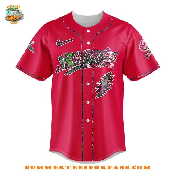 Richmond Flying Squirrels Grateful Dead Night Red 2025 Baseball Jersey