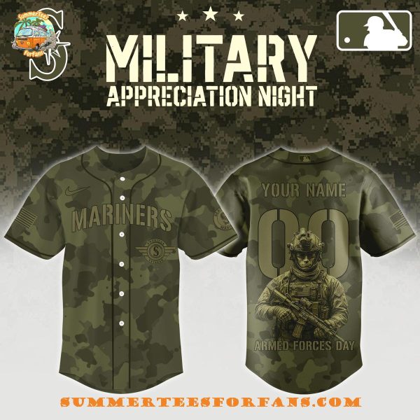 Seattle Mariners MLB Armed Forces Day Night 2025 Baseball Jersey