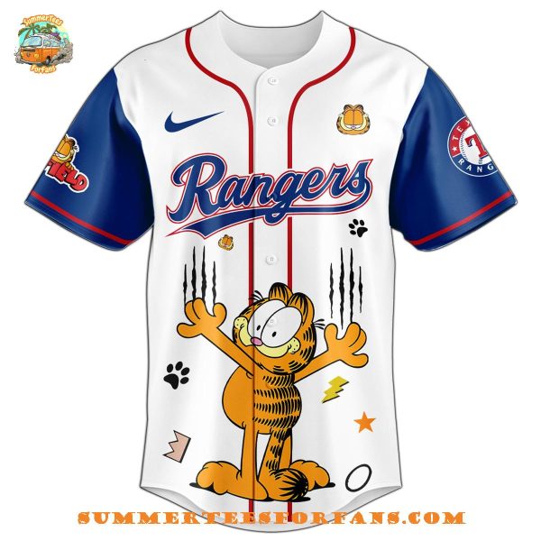 Texas Rangers MLB Garfield Cat 2025 Baseball Jersey