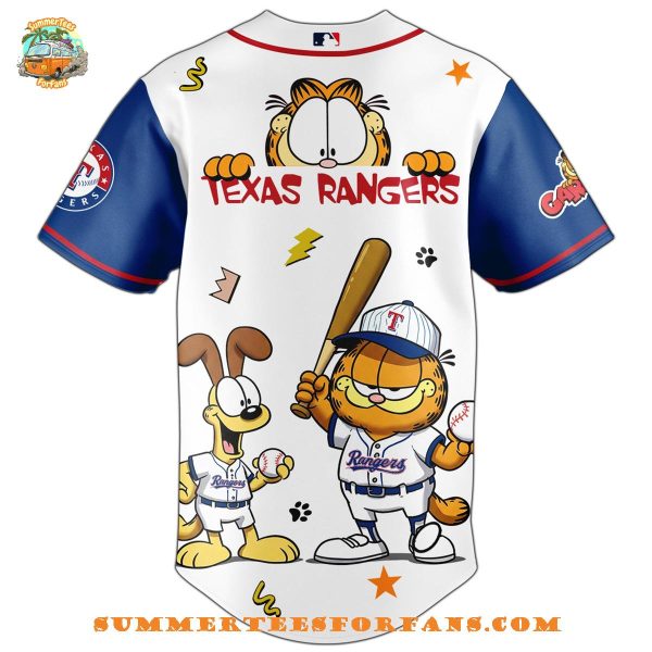 Texas Rangers MLB Garfield Cat 2025 Baseball Jersey